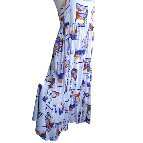 Paper Heart Women's Maxi Dress White Size S Sleeveless Beach Summer Tropical - Picture 3 of 10